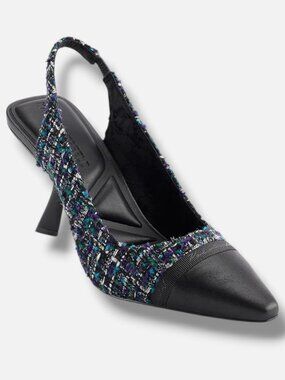 Karl Lagerfeld Women's Black Kinsely Slingback Pumps Shoes Size 7.5M